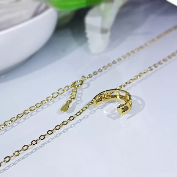 New Beautiful 925 Silver Moon Heart Diamond Necklace - Picture 4 of 6